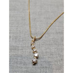 BMNY Gold Tone Necklace w/Crystal Fashion Jewelry Pendant, 21'', Clasp Close